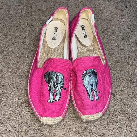 Soludos Elephant Embroidered Platform Espadrilles Pink 7.5 - Picture 3 of 10